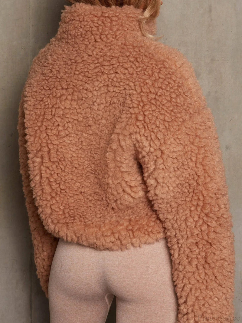 Minimalist Sherpa Cropped Fuzzy Coat