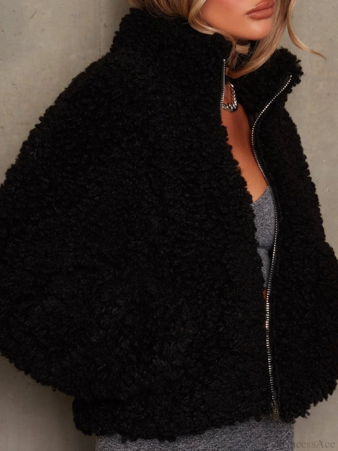 Minimalist Sherpa Cropped Fuzzy Coat