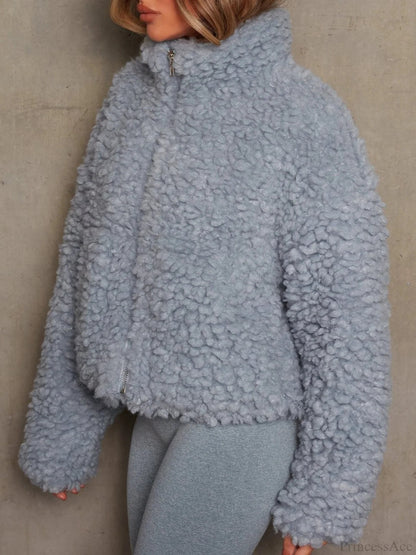 Minimalist Sherpa Cropped Fuzzy Coat