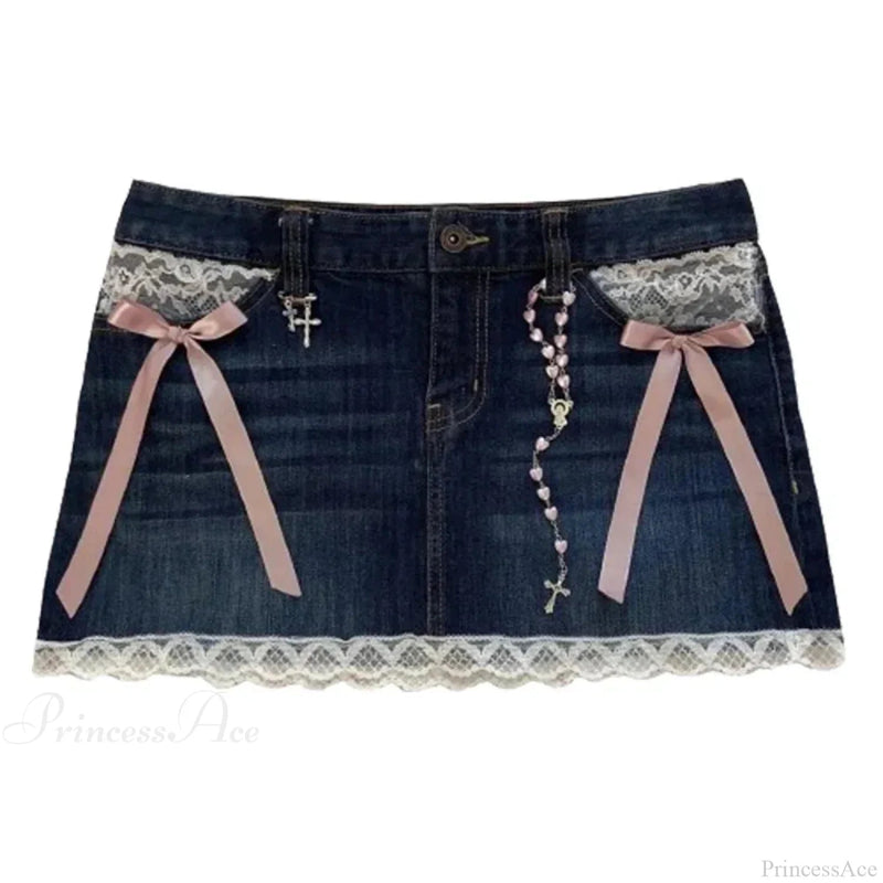 Sparkling Denim Black Skirt