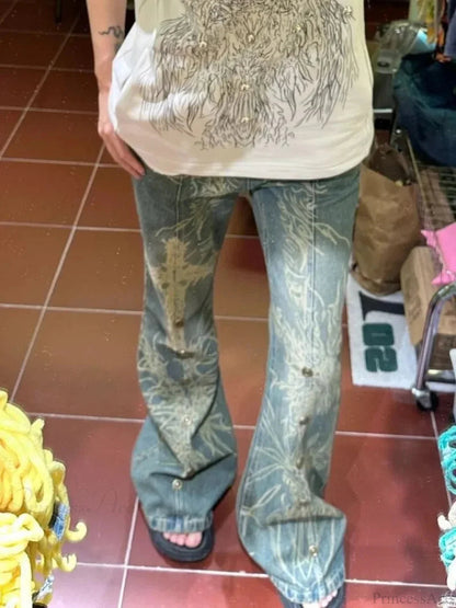 Spicy Beaded Gothic Slender Denim Pant