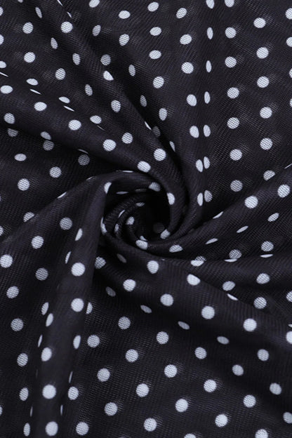 Square Neck Polka Dot Spliced a Line Maxi Dress