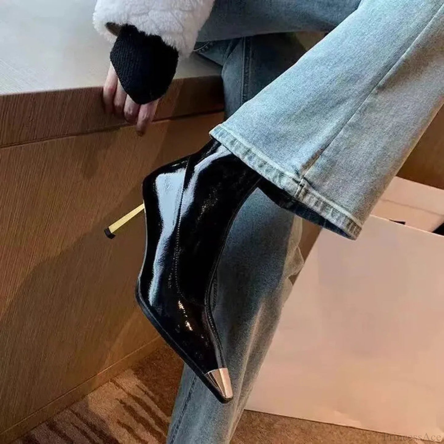 Star Gothic Metal Square Toe Ankle Boot