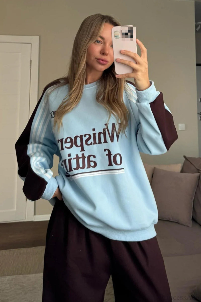 Street Style Colorful Stand Collar Oversized Comfy Two Piece Set