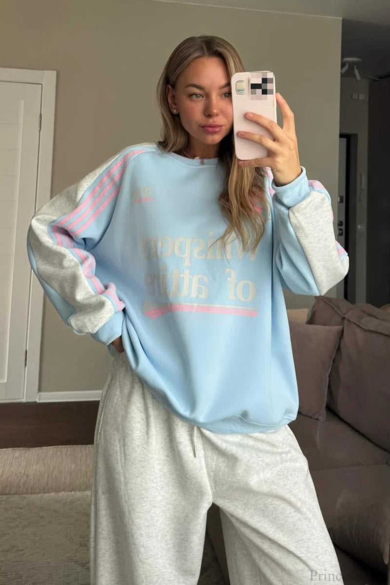 Street Style Colorful Stand Collar Oversized Comfy Two Piece Set