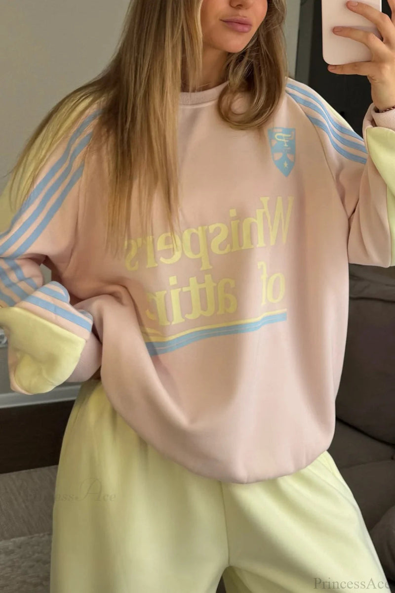 Street Style Colorful Stand Collar Oversized Comfy Two Piece Set