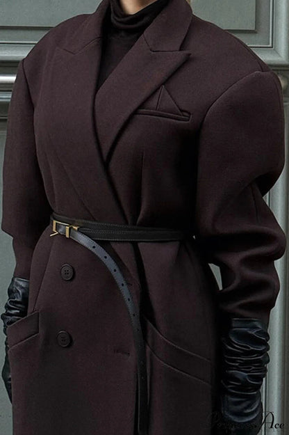 Striped Long Collared Trench Overcoat
