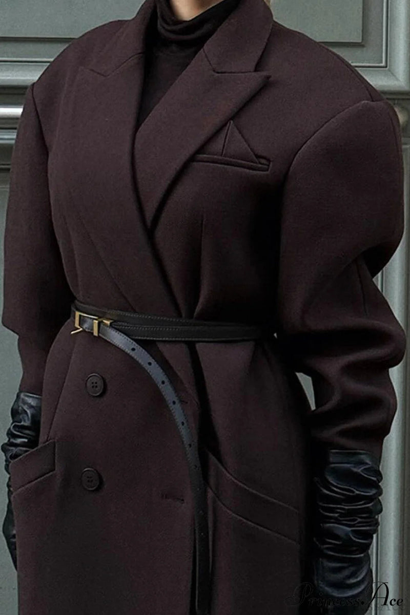 Striped Long Collared Trench Overcoat