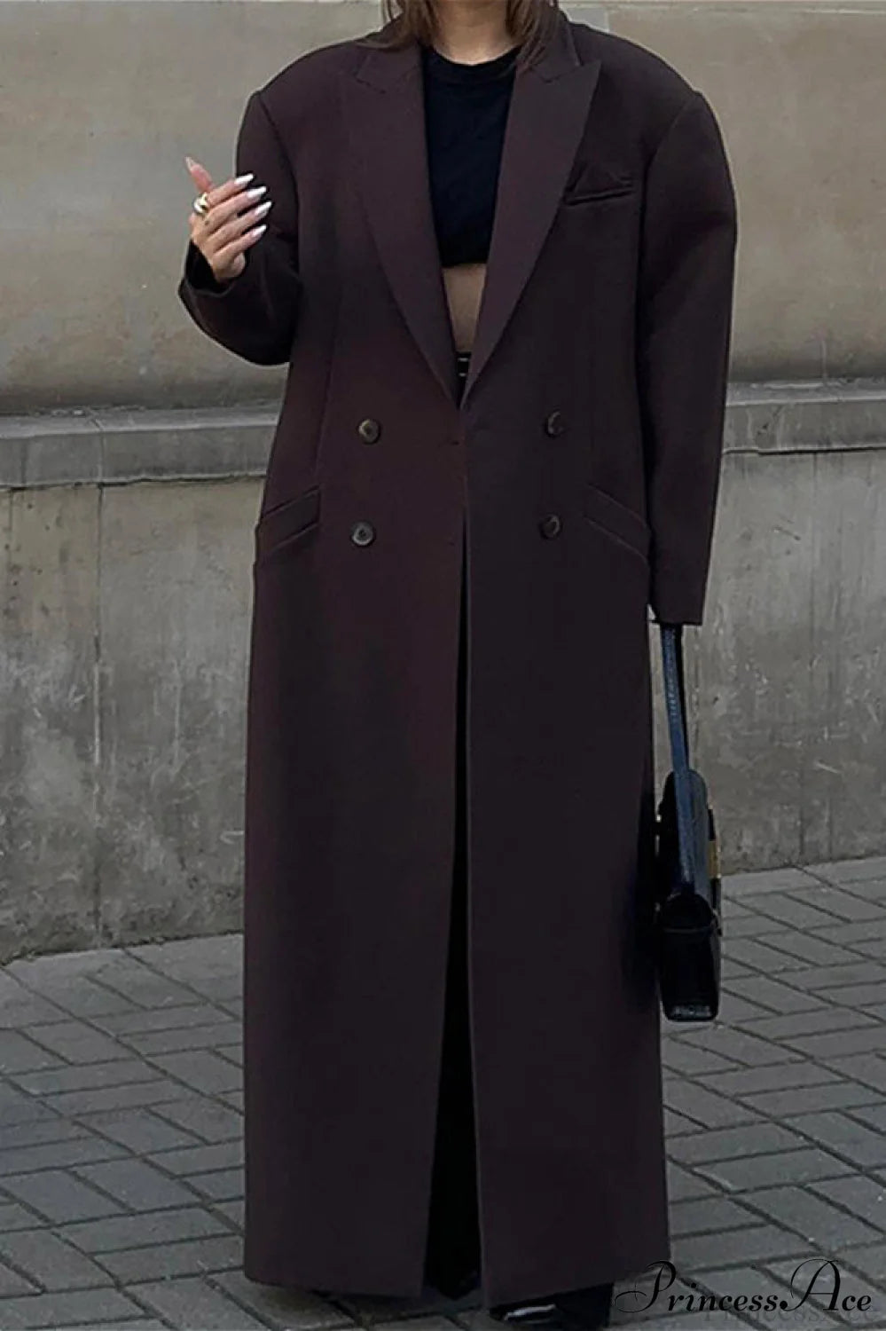 Striped Long Collared Trench Overcoat