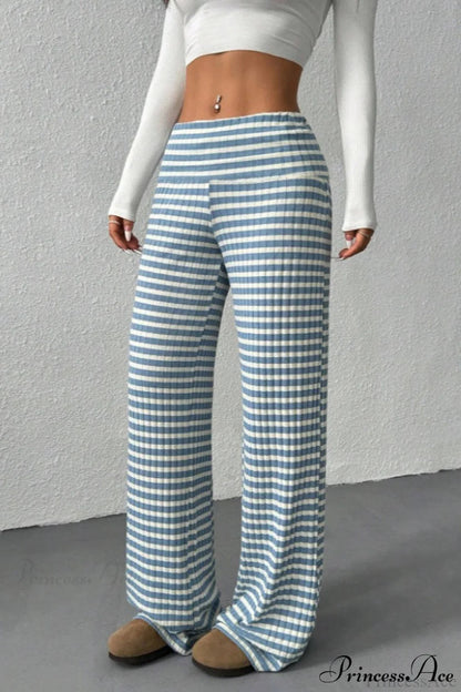 Striped Knit Straight Leg Pants