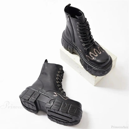 Stylish Rebel Lace-up Circular Toe Thigh High Gothic Boot