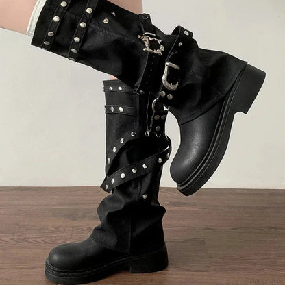 Stylist Rivet Rebel Gothic Tall Heel Platform Boot