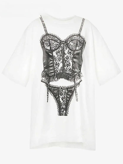 Summer Short Sleeve White Graphic T-shirt