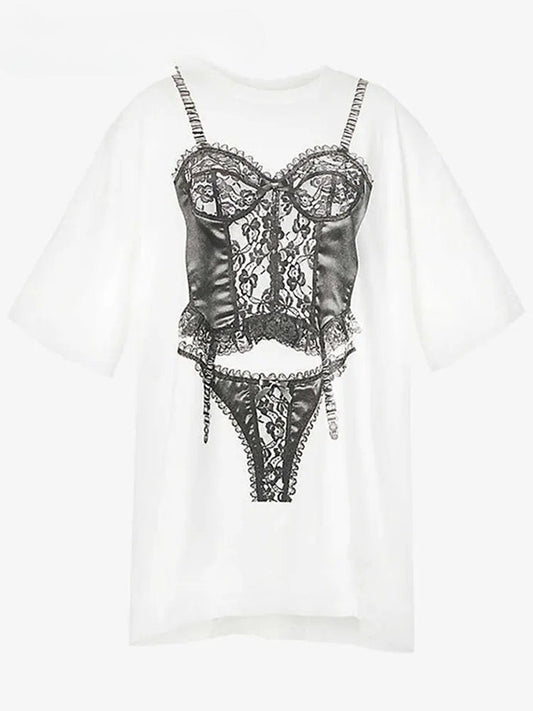 Summer Short Sleeve White Graphic T-shirt