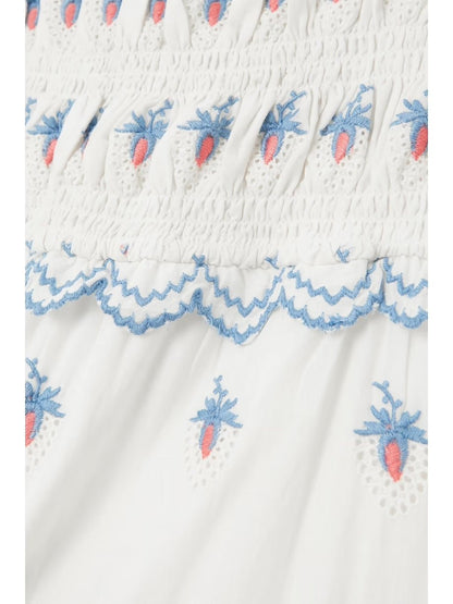 Sweet Strawberry Embroidered Broderie Anglaise Midi Dress | Organic Cotton Summer Sundress