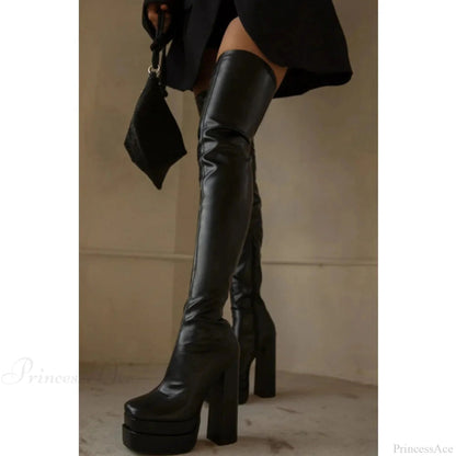 Tall Heeled Above the Knee Platform Winter Boot