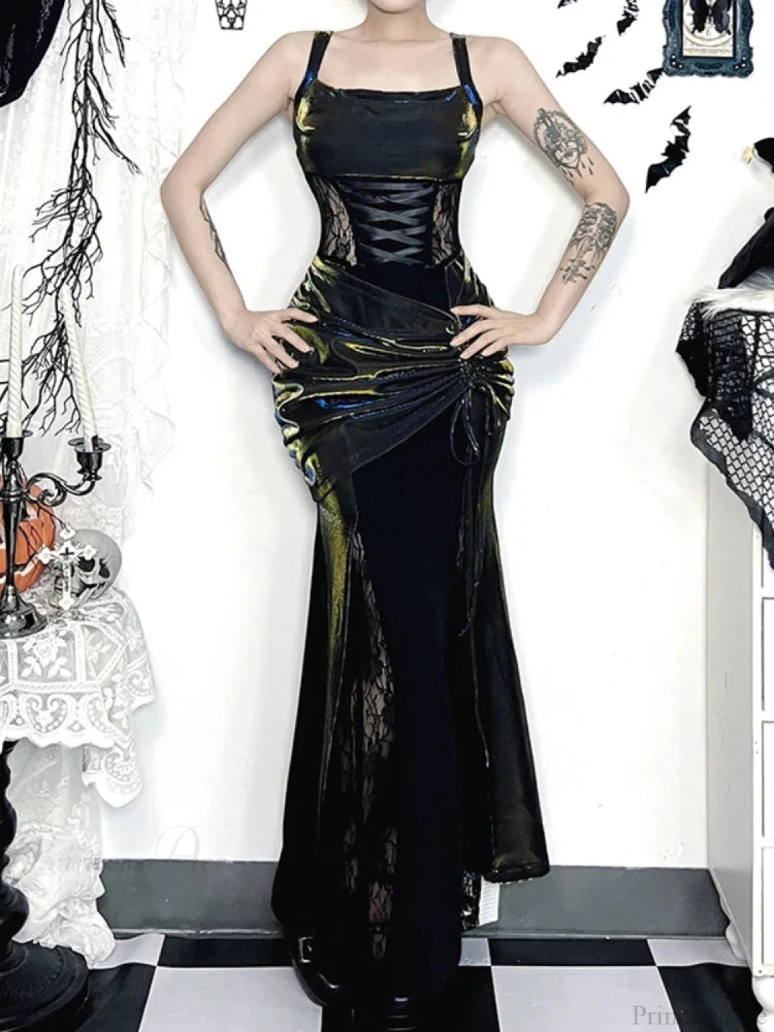 Tall Waist Bandage Bodice Maxi Dress
