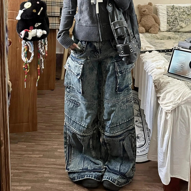 Tall Waist Dark Multi-pocket Pant
