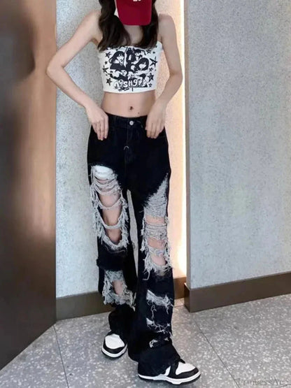 Tattered Medieval Straight Denim Pant