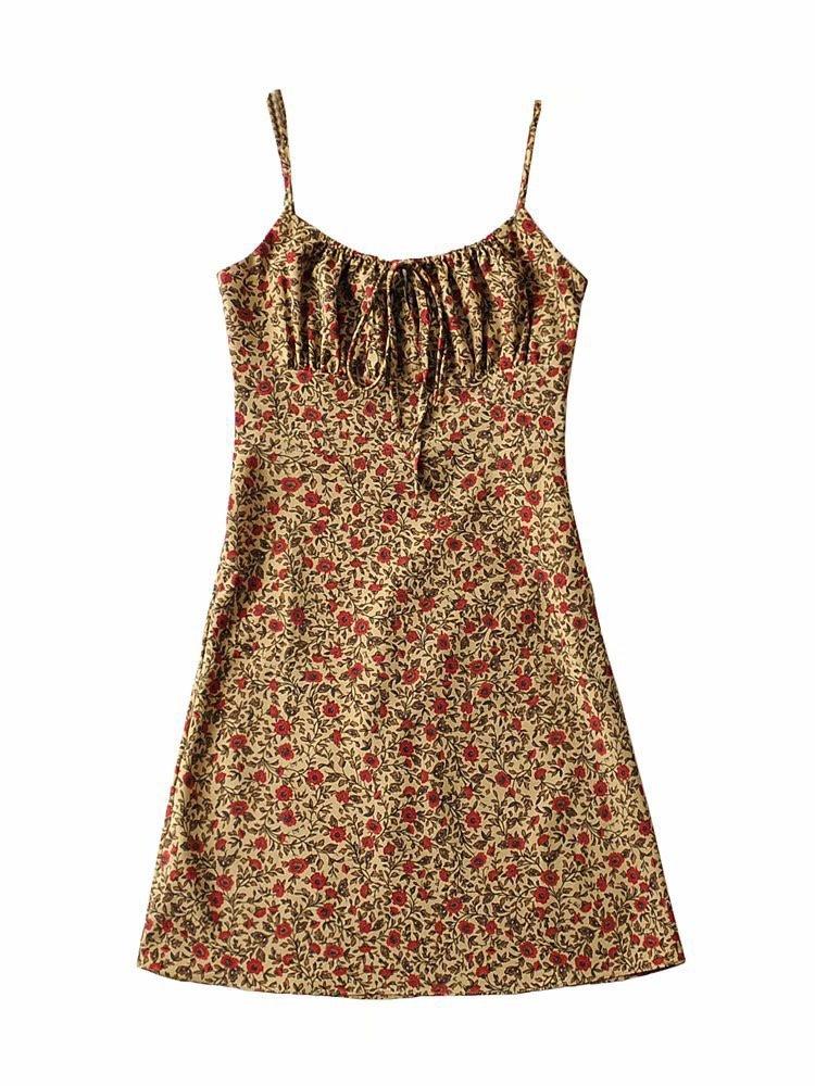 Slip Mini Dress With Lace and Print