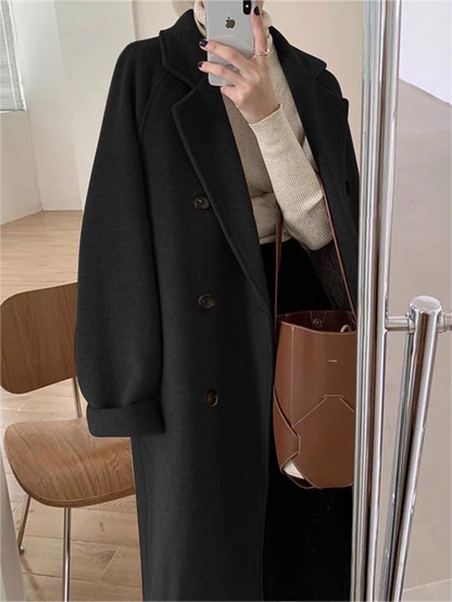 Classic Oversized Long Coat With Lapel Collar and Belt