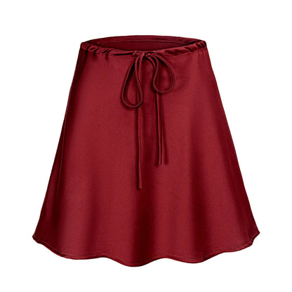 Satin Short Skirt for | High Waist Red Mini Skirt