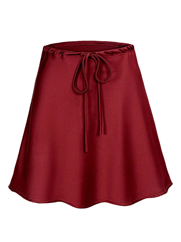 Satin Short Skirt for | High Waist Red Mini Skirt