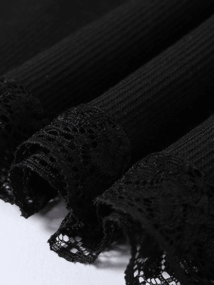 Black V Neck Lace Trim Bodycon Mini Dress