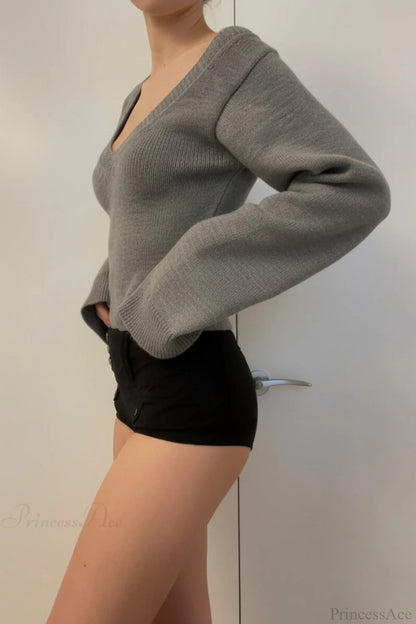 V Neck Slim Knit Sweater