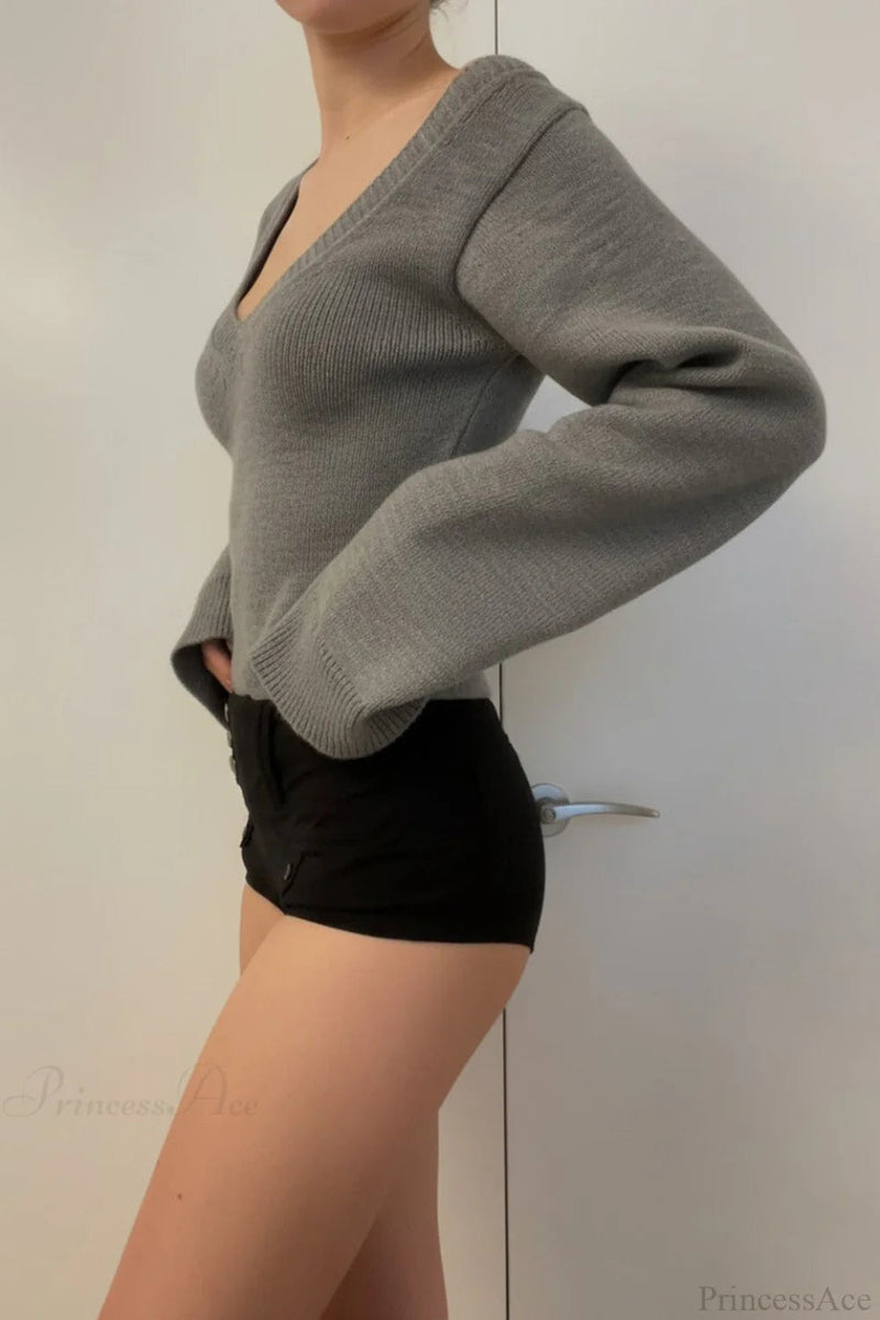 V Neck Slim Knit Sweater