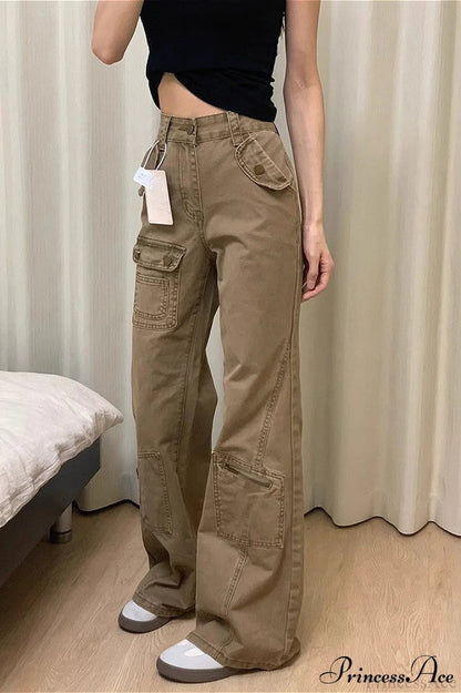 Denim Wide Leg Cargo Pants