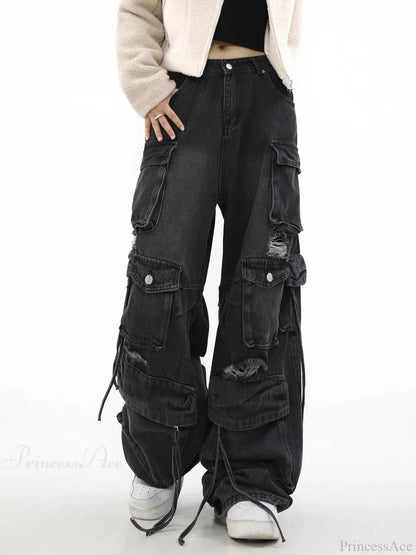 Gothic Broad-leg Ebony Denim Pant