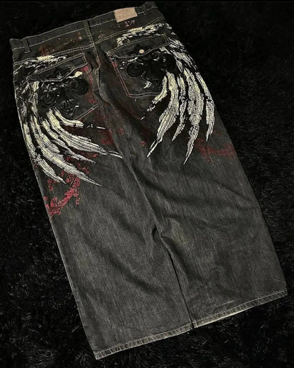 Gothic Cross Wings Stitched Pants