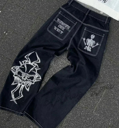 Gothic Cross Wings Stitched Pants