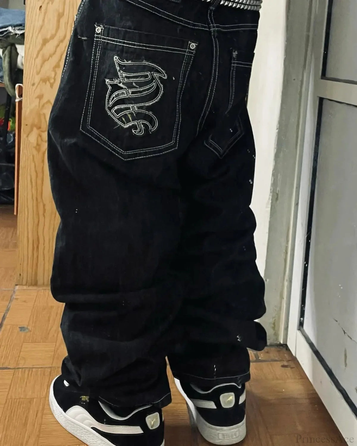Gothic Cross Wings Stitched Pants