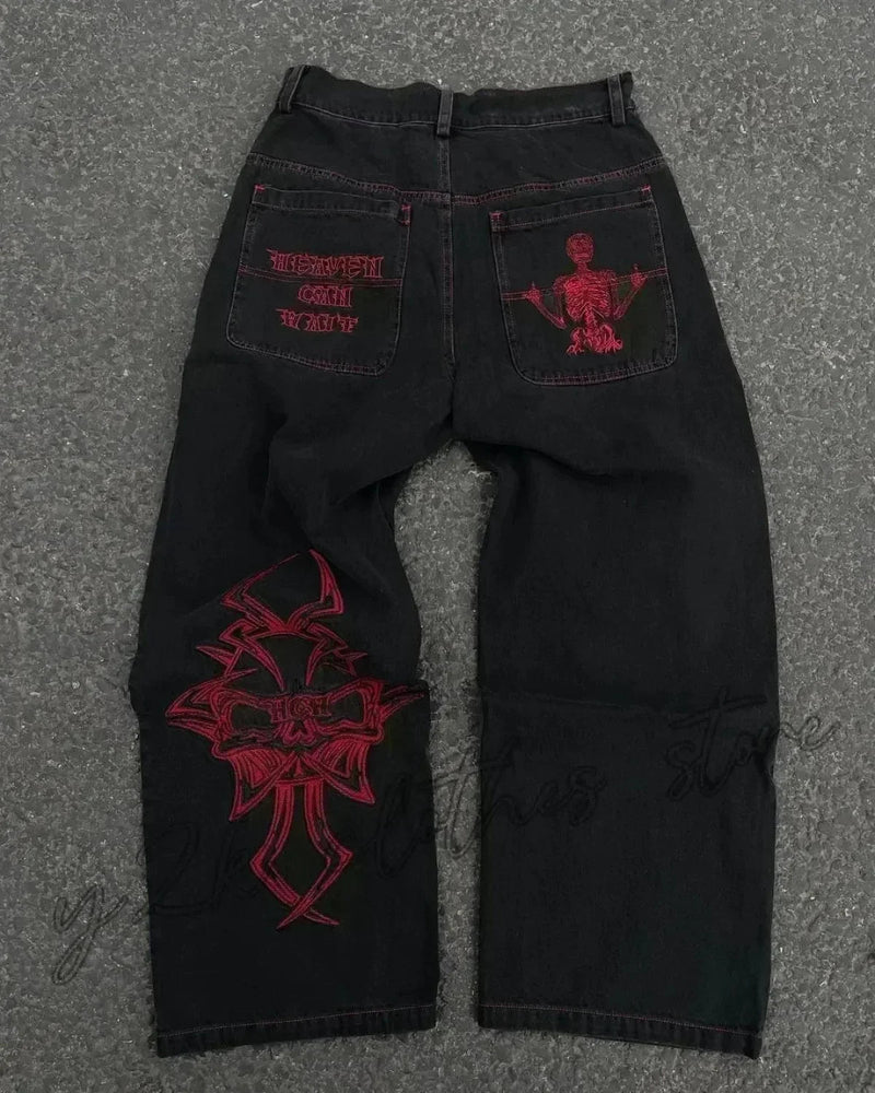 Gothic Cross Wings Stitched Pants