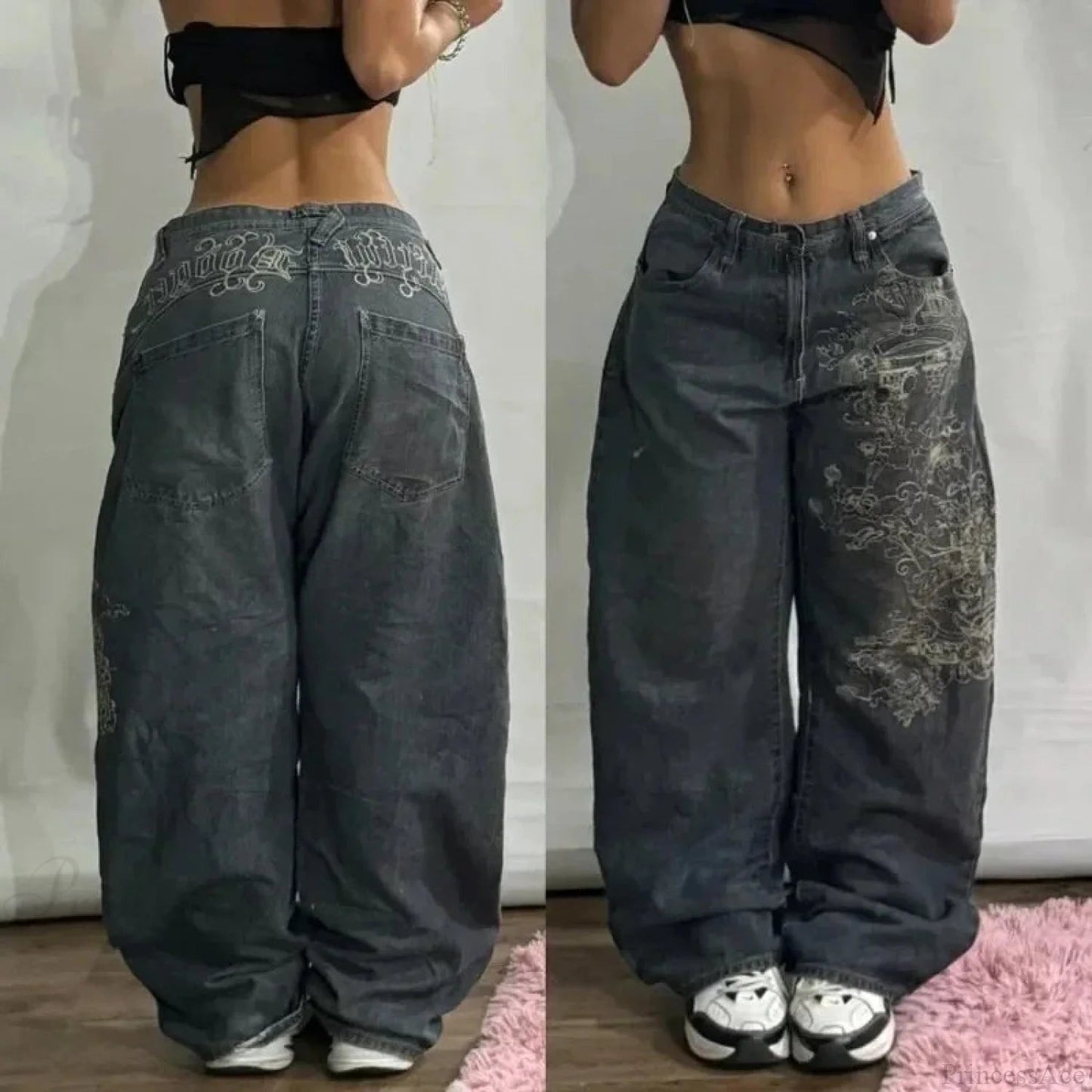 Gothic Cross Wings Stitched Pants