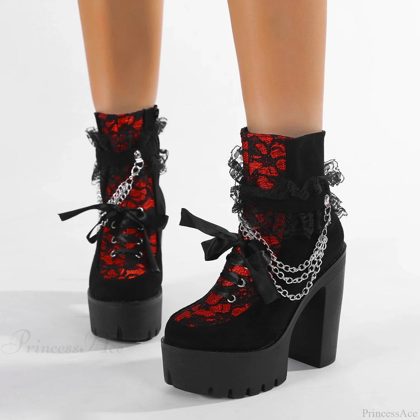 Gothic Lace Chunky Heel Boot