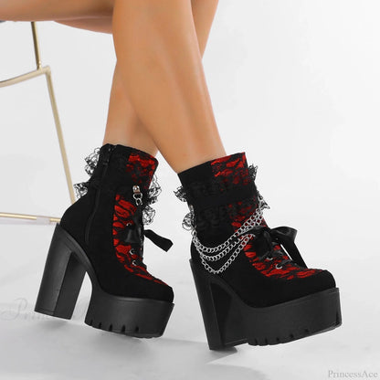 Gothic Lace Chunky Heel Boot