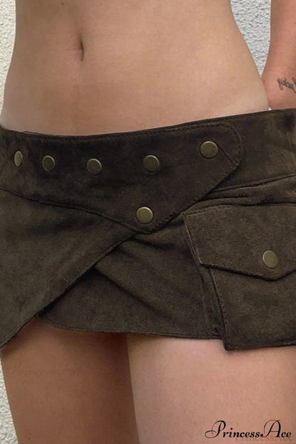 Low Waist Studded Mini Skirt