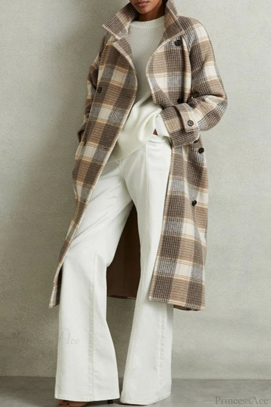 Plaid Belted Wool Coat
