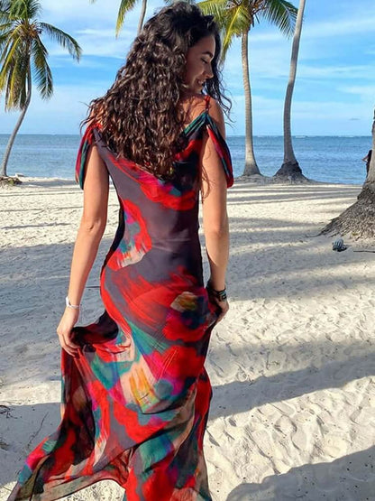 Red and Black Maxi Dress