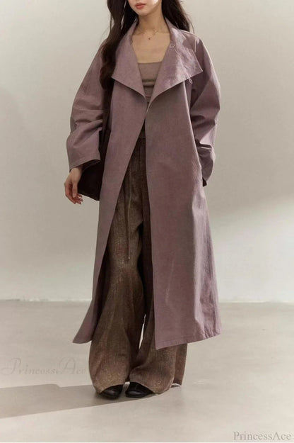 Purple Distressed Minimalist Overcoat