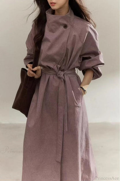 Purple Distressed Minimalist Overcoat