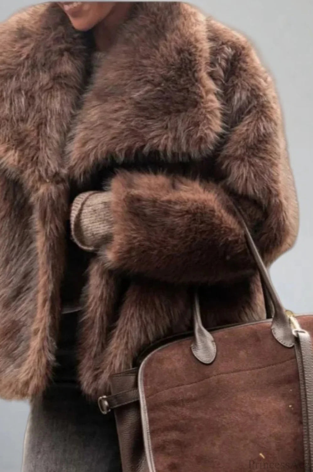 Color Faux Fur Minimalist Coat