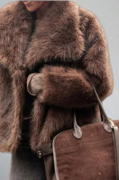 Color Faux Fur Minimalist Coat