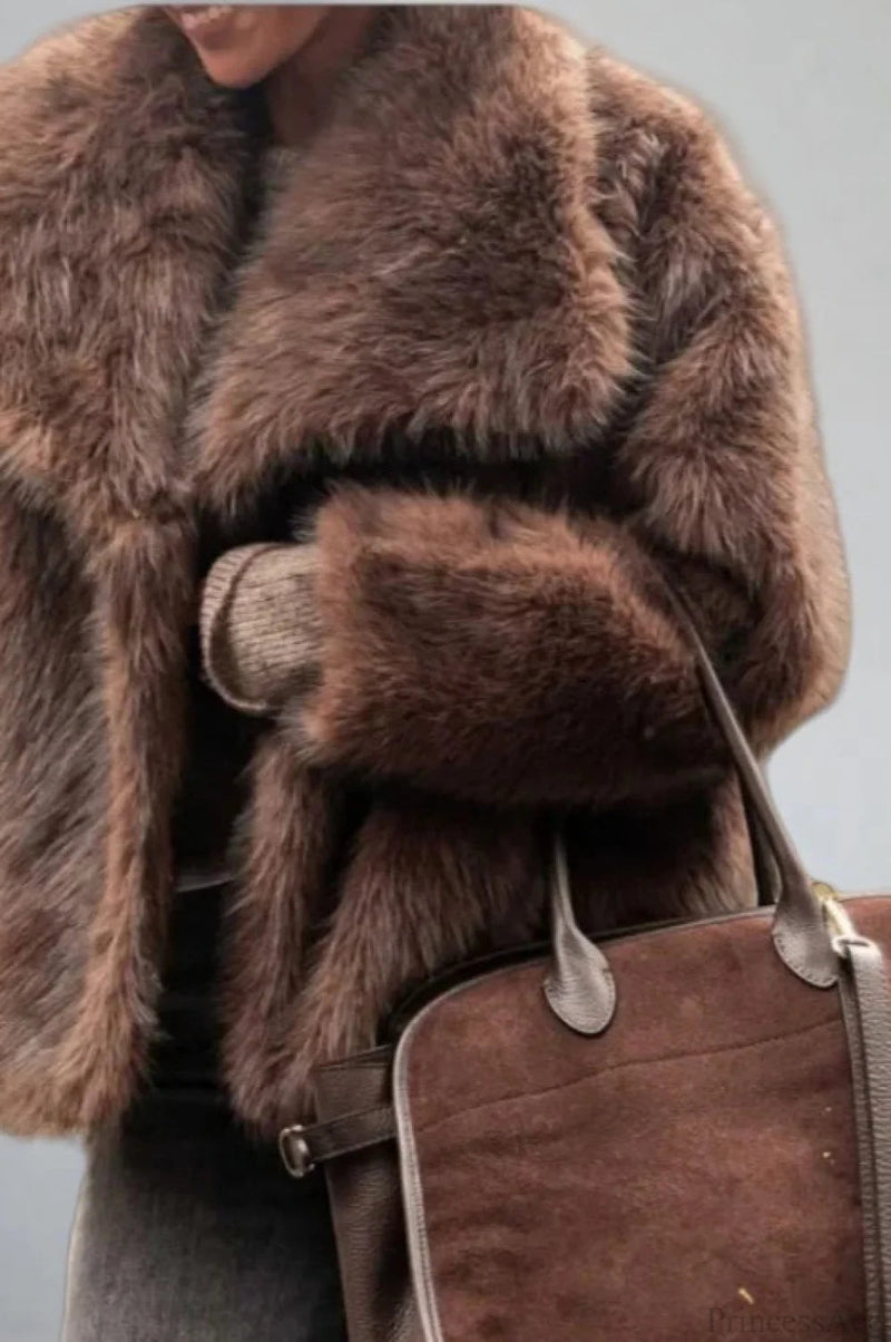 Color Faux Fur Minimalist Coat