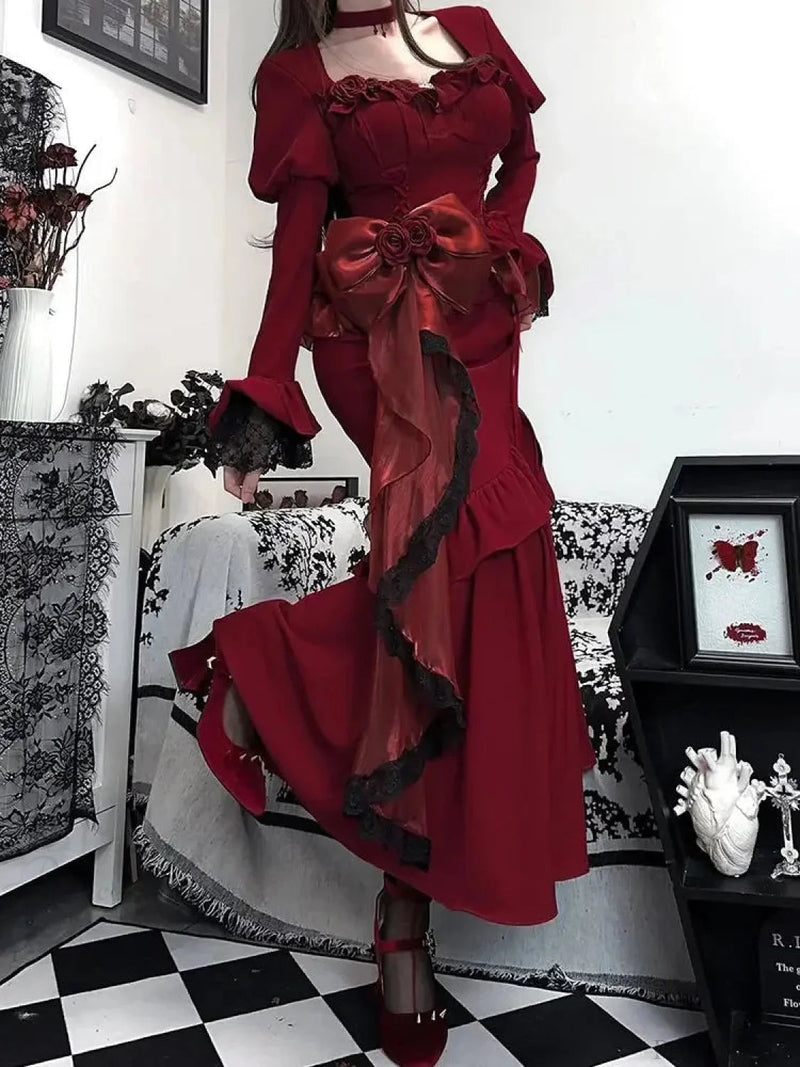 Velvet Tall Waist Rebel Midi Dress