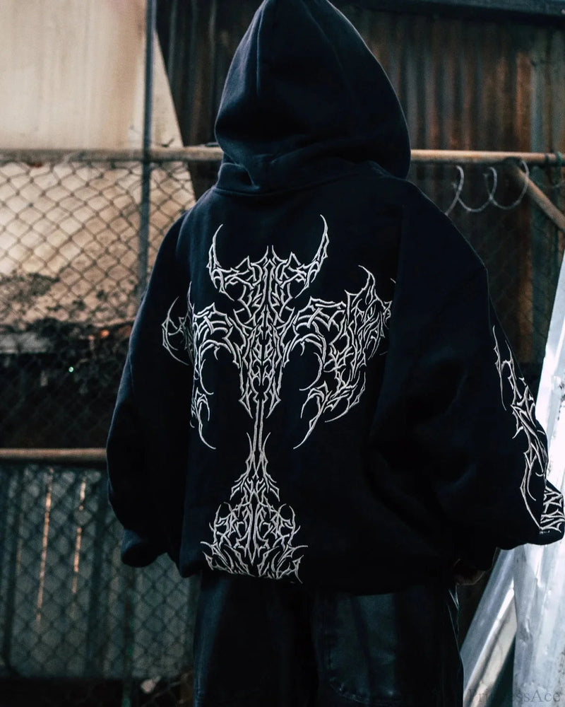 Y2k Graphic Gothic Zipper Hooded Sweatshirt