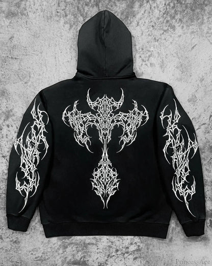 Y2k Graphic Gothic Zipper Hooded Sweatshirt